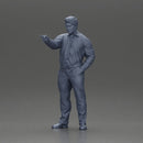 Serious businessman in a white shirt tie, and pants pointing with authority, hand in pocket - Only-Games