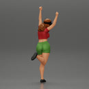 Happy girl in Mini shirt and tennis cap Standing on One Leg - Only-Games