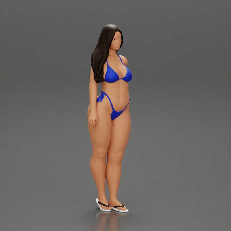 sexy girl in a bikini and sandals with sunglasses  standing putting her left hand on her hip - Only-Games