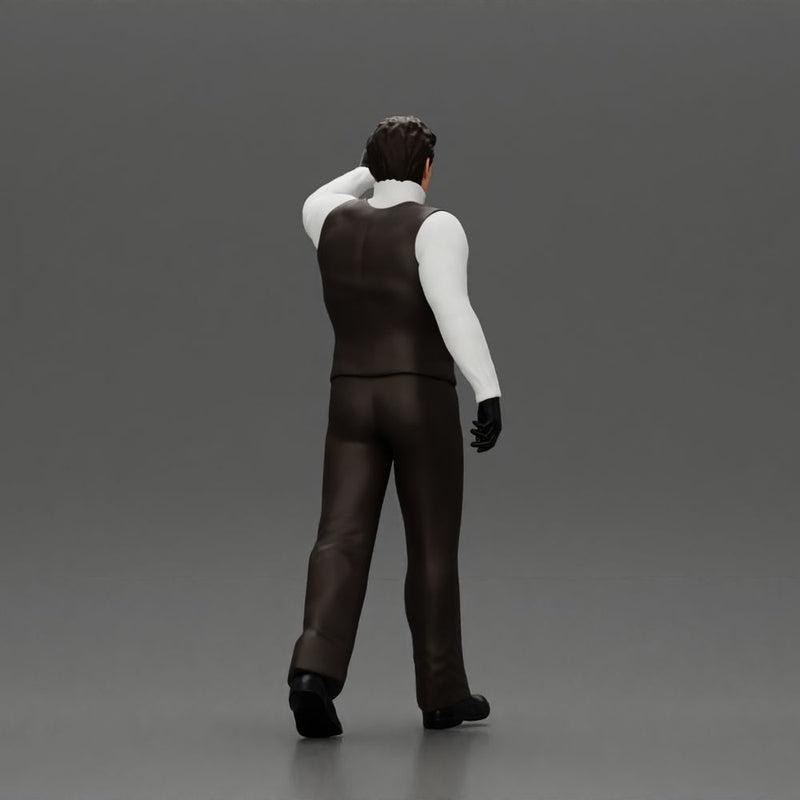 man in suit raising hand up walking - Only-Games