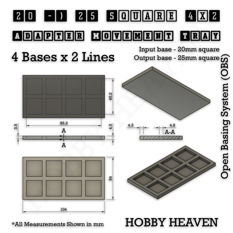 Square and Rectangle Movement Trays Adapters for Tabletop Games - Only-Games