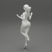 Woman in Mini Dress is Standing on One Leg - Only-Games