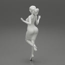 Woman in Mini Dress is Standing on One Leg - Only-Games