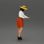fashionable woman in hat and skirt is reaching for something - Only-Games