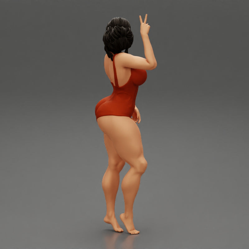 Printed Pretty Girl One Piece Swimsuit - Only-Games