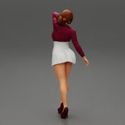 Beautiful woman in a dress walking with hand on head - Only-Games