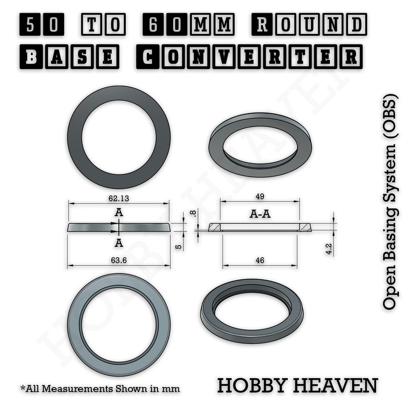 Round Bases Size Converters Round to Round 3d Print Full Range - Only-Games