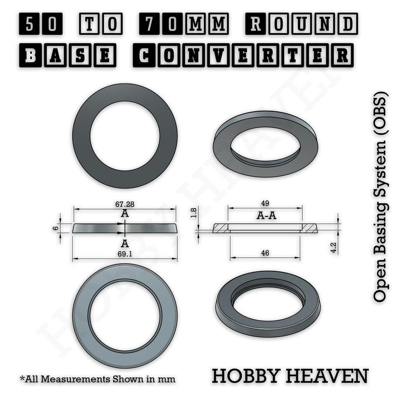 Round Bases Size Converters Round to Round 3d Print Full Range - Only-Games
