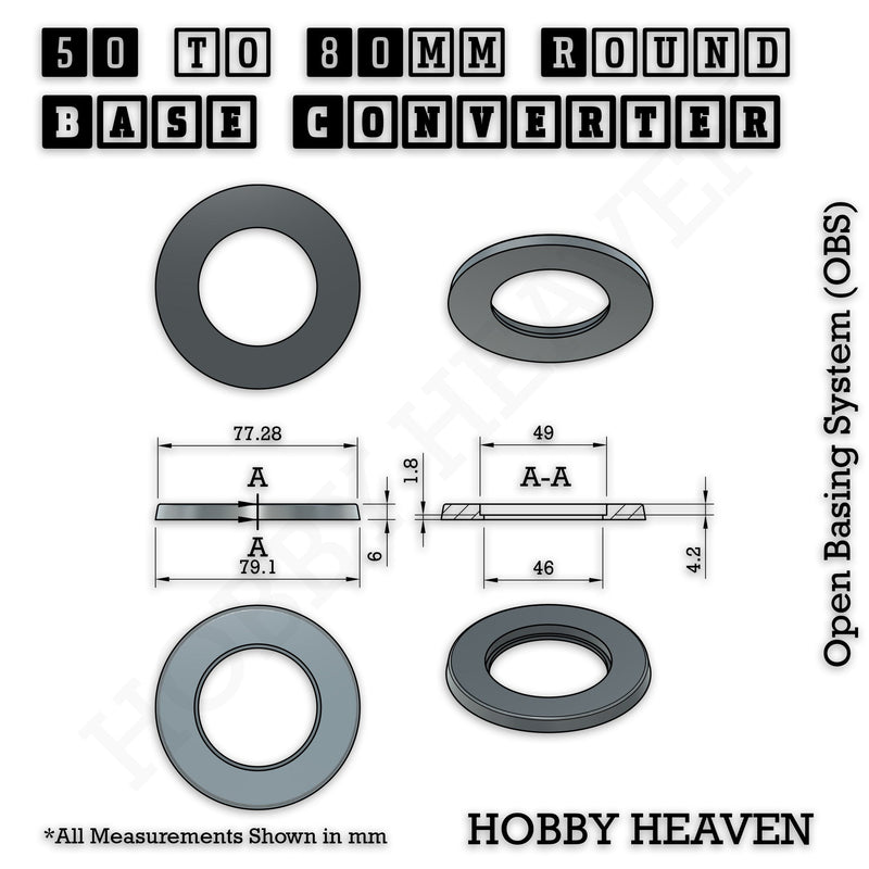Round Bases Size Converters Round to Round 3d Print Full Range - Only-Games