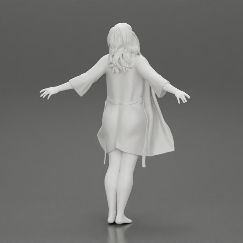 Sexy woman in Bikini and night robe opening Arms To the Sky - Only-Games
