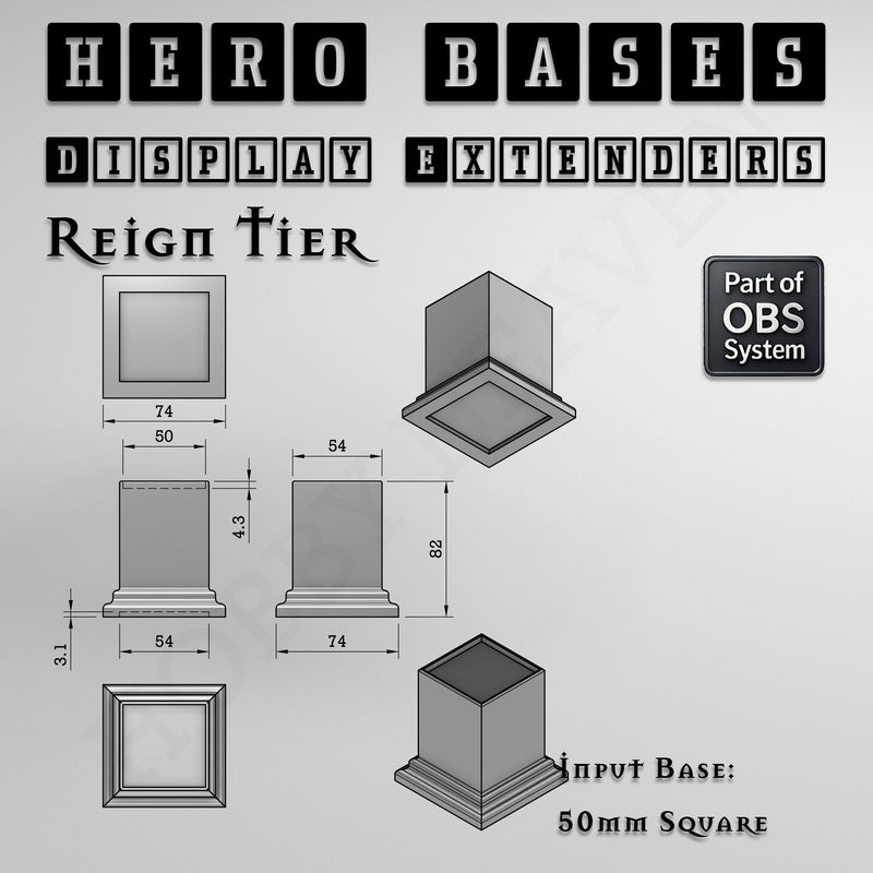 Hero Bases Display Extenders | Squares and Rectangles | Convert Gaming Bases to Display Bases & Plinths - Only-Games