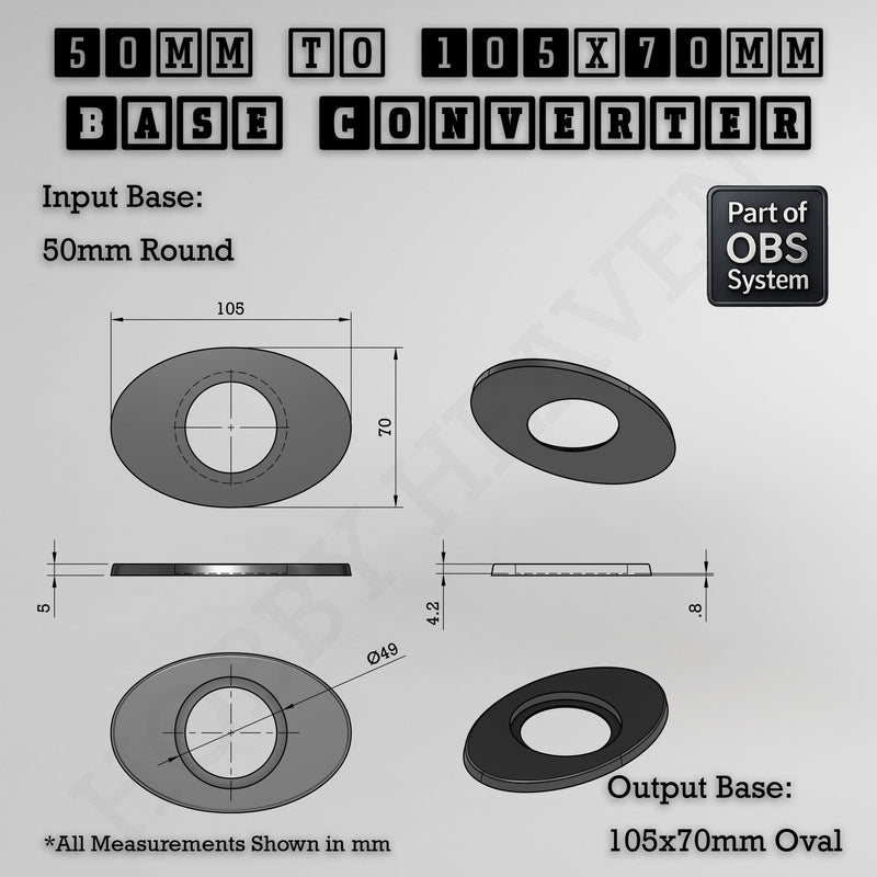 Round To Oval Bases Size Converters 3d Print Full Range - Only-Games
