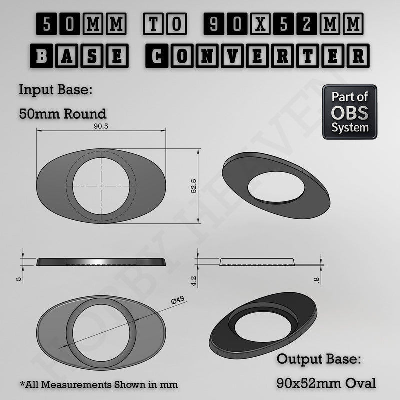 Round To Oval Bases Size Converters 3d Print Full Range - Only-Games