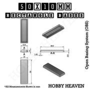 Rectangle Bases Range Sizes - 75x30mm to 125x40mm Medium Sizes 3d Print Full Range Tabletop Games - Only-Games