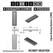 Rectangle Bases Range Sizes - 75x30mm to 125x40mm Medium Sizes 3d Print Full Range Tabletop Games - Only-Games