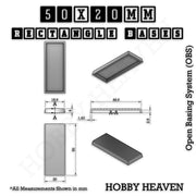 Rectangle Bases Range Sizes - 75x30mm to 125x40mm Medium Sizes 3d Print Full Range Tabletop Games - Only-Games