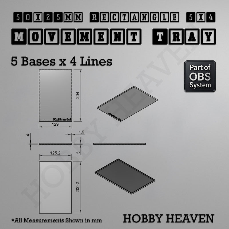Rectangle Movement Trays | Cavalry & Monsters | 50×25-100×60mm | OBS System - Only-Games