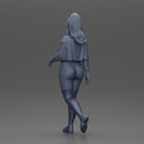 fashionable girl walking her dog, wearing a stylish shirt and long boots - Only-Games