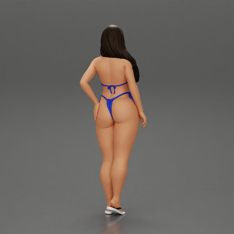 sexy girl in a bikini and sandals with sunglasses  standing putting her left hand on her hip - Only-Games