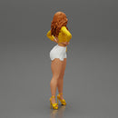Sexy girl in short and heels with long hair posing - Only-Games