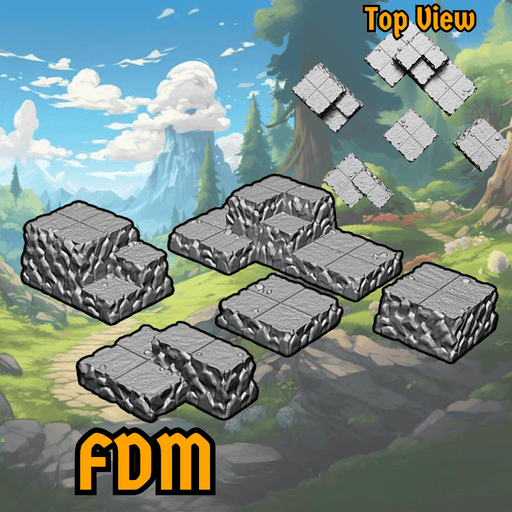 Crystal Collapse FDM/PLA Terrain Elevation Bundle (5 pieces) - Only-Games