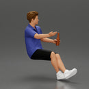 Man in shorts sitting explaining and holding a drink - Only-Games