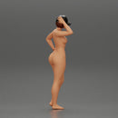 Naked Asian girl in cap standing and thinking - Only-Games