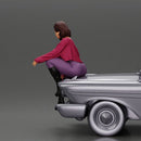 lowrider girl sitting on a car, wearing boots and a stylish shirt - Only-Games