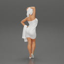 Sexy woman after shower wearing bathrobe holding bath towel - Only-Games