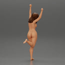 Naked happy girl Standing on One Leg - Only-Games
