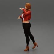 Pretty Woman in Leather Jacket and neck warmer - Only-Games