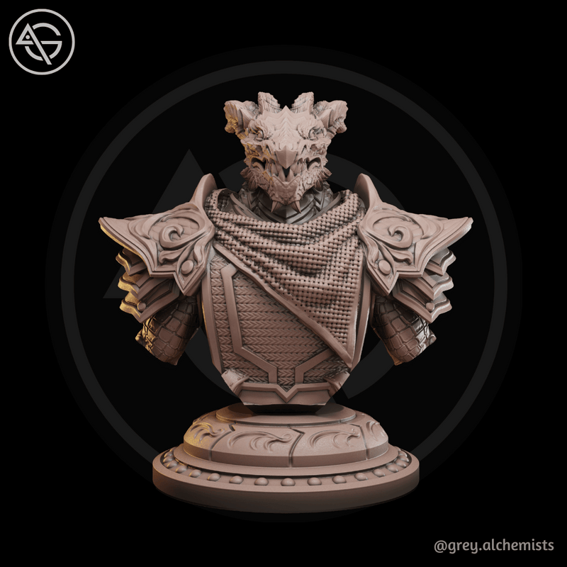 Dralag the Dragonborn Paladin Bust - Fantasy Resin Miniature - 90mm/3.54" Height - DnD