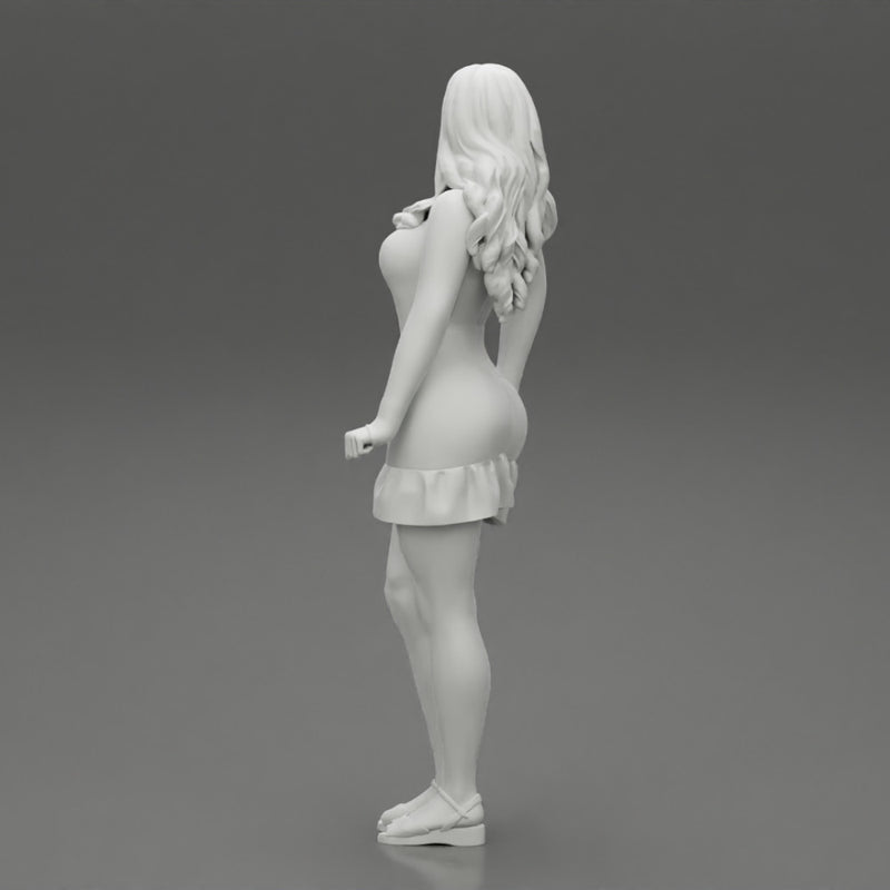 Young Woman in Mini Skirt shirt and Heels - Only-Games