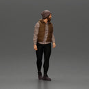 Bearded Man in Winter Outfit Walking with Casual Confidence - Only-Games