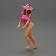 Sexy Woman Riding Electric Scooter on the beach Wearing onepice and hat - Only-Games