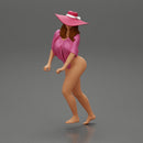 Sexy Woman Riding Electric Scooter on the beach Wearing onepice and hat - Only-Games