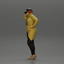 Asian girl in a neck hoodie and cap is standing and thinking - Only-Games