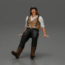 Man in Vintage Outfit and bonnet Seated in a Relaxed Pose - Only-Games