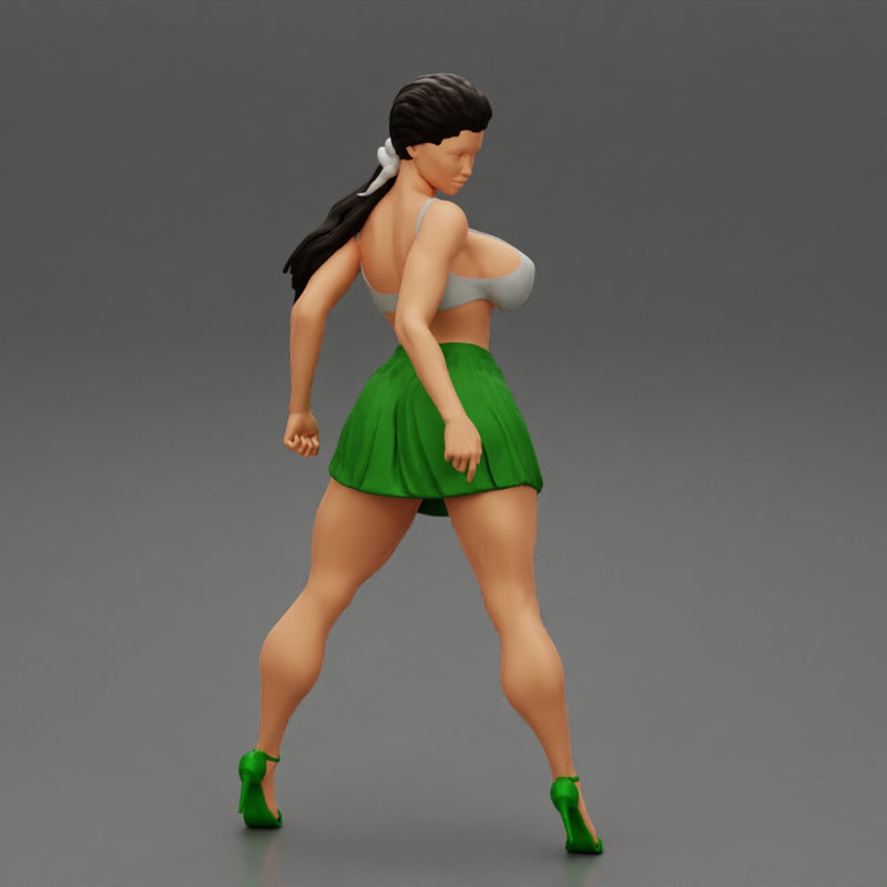 Sexy Woman with Beautiful Body Wearing Mini Skirt and Bra - Only-Games
