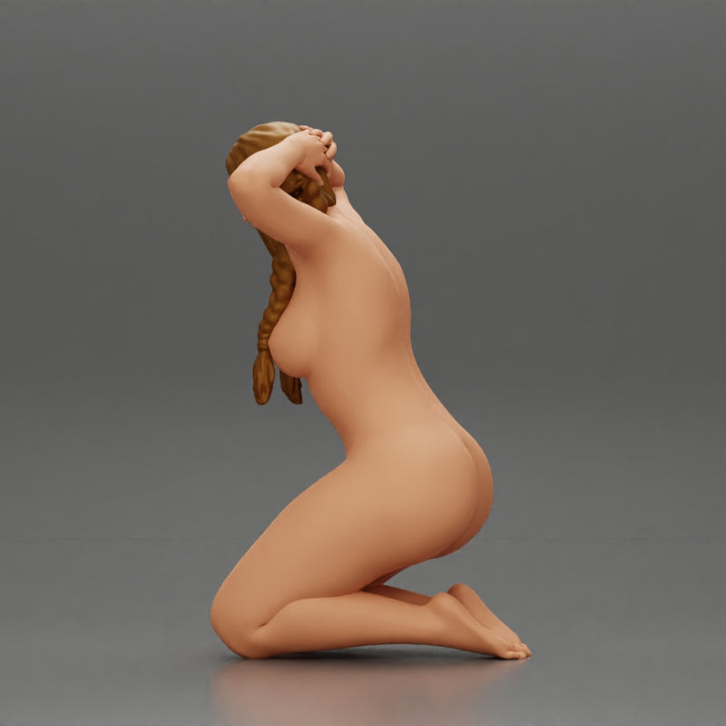 Naked Chola Girl in open shirt sitting putting his hands behind head - Only-Games