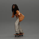 Black girl With Curly Hair riding Skateboard - Only-Games