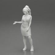 woman explaining pose wearing dress and boot - Only-Games