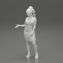 woman explaining pose wearing dress and boot - Only-Games