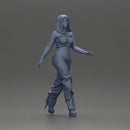 Woman Confidently Walks Forward in Stylish Green and Red Outfit - Only-Games