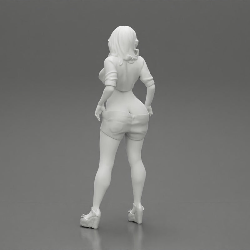 Sexy woman showing her breasts undressing her shorts - Only-Games
