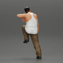 gangster wearing a cap and tank top leans casually against the car - Only-Games