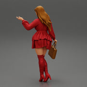 Young woman wearing beautiful Fashion dress and holding handbag - Only-Games