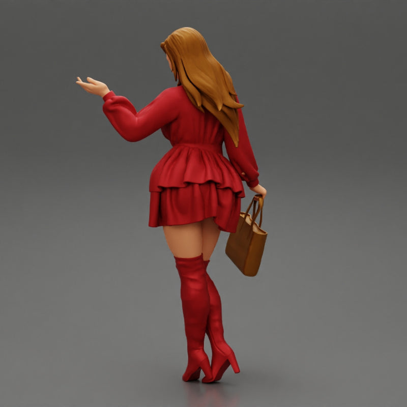 Young woman wearing beautiful Fashion dress and holding handbag - Only-Games
