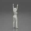 Young girl raised up two hands with sign of the horns - Only-Games