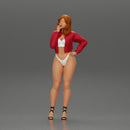 sexy girl in bikini and mini jacket standing smoking cigarette on the beach - Only-Games